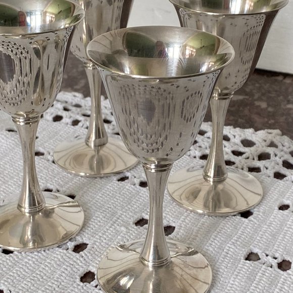 Set of 4 Valero Silver Plated Stemware, Cordial Cups, Made in Spain - Picture 6 of 16
